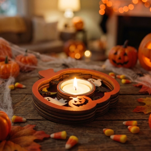 Halloween pumpkin-shaped tea light holder