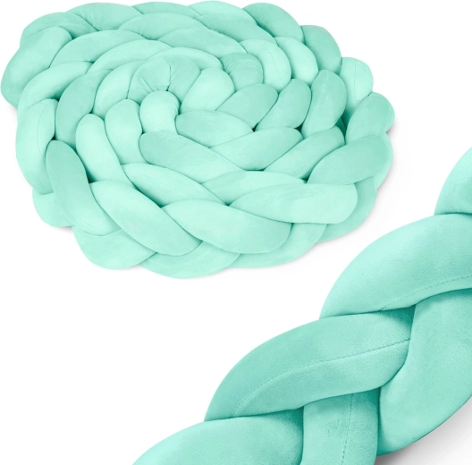 Pleteni obrubnjak za dječji krevetić 3 m – menta