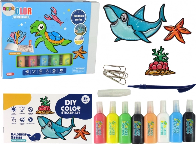 Naljepnice za prozor Morska životinja kornjača DIY 8 boja s glitterom