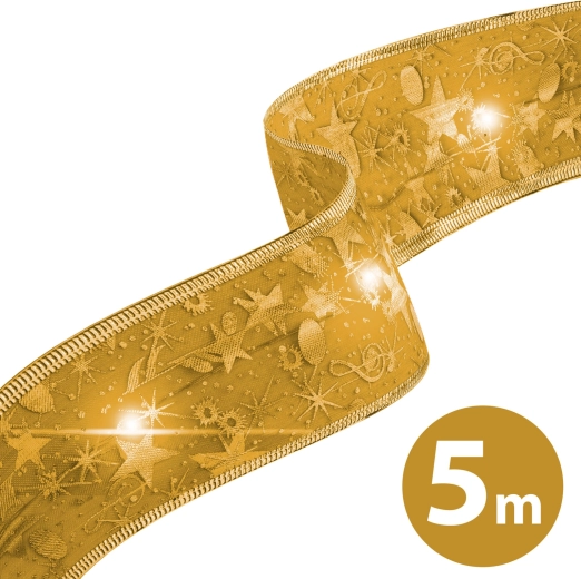 Golden Christmas LED Ribbon with Warm White Light 5 m