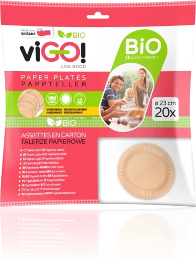 VIGO! Bio Brown Paper Plates 23 cm, 20 Pieces
