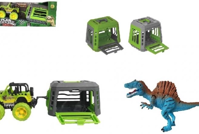 Jeep s prikolicom i dinosaurom