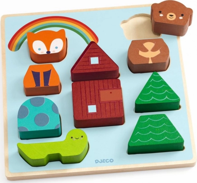 DJECO Puzz & Match duga – drvene puzzle i slagalica za najmlađe