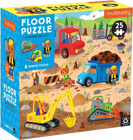 Podne puzzle: vozila na gradilištu, 25 dijelova – Mudpuppy