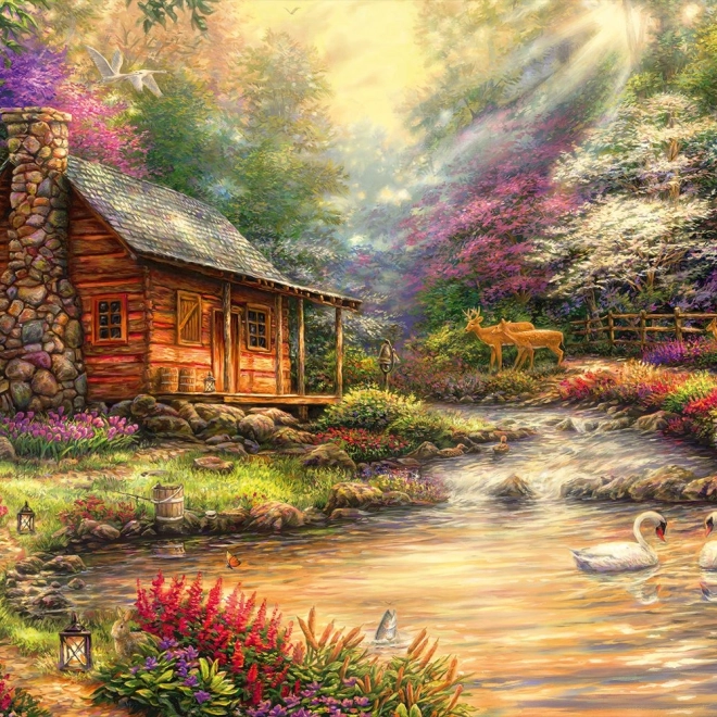 Grafika puzzle Utvrda uz obalu potoka 4000 dijelova