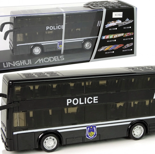 Policijski dvokatni crni autobus s pogonom na trenje