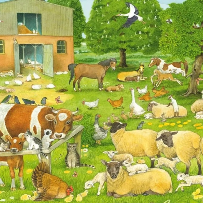 Puzzle obitelji životinja na selu 100 komada