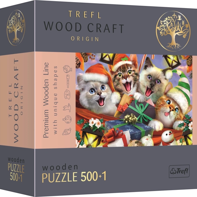 Drvene puzzle Božićne mačke 501 dijelova