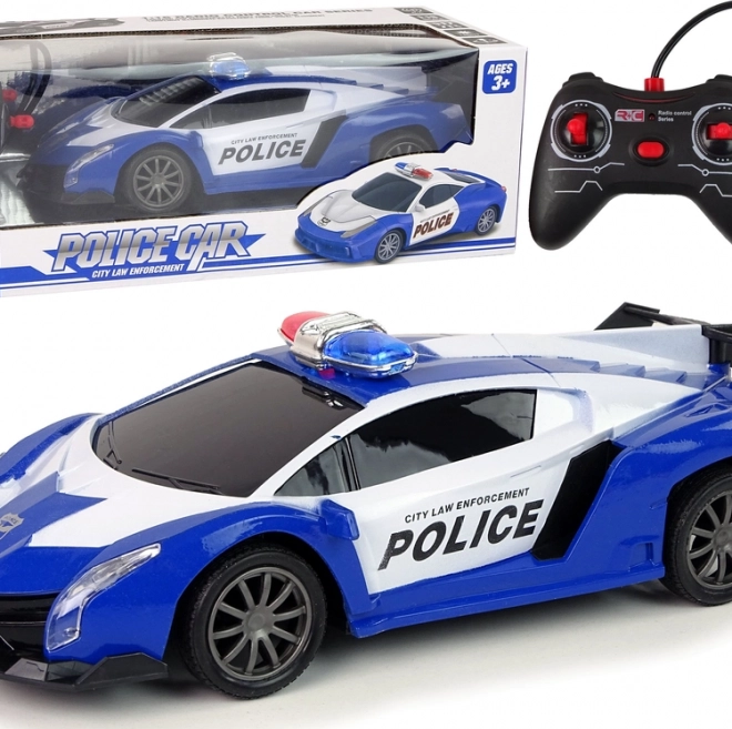 Policijski trkaći automobil na daljinsko upravljanje s LED svjetlima i akumulatorom 1:16