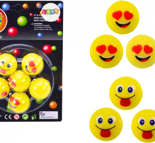 Set 6 žutih skakajućih loptica emoji