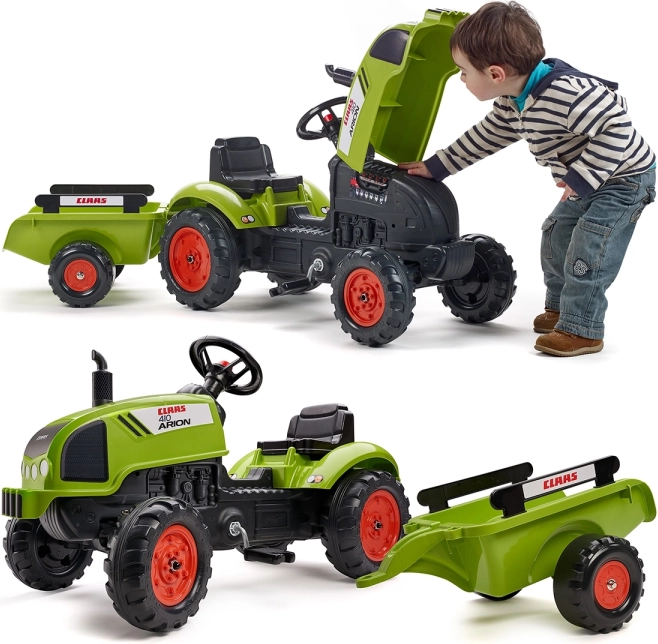 Traktor na pedale Claas Arion 410 s prikolicom