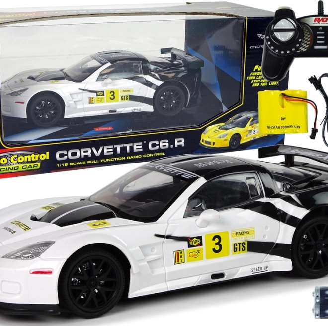 Trkaći sportski auto R/C 1:18 Corvette C6.R Bijeli 2.4 G Svjetla