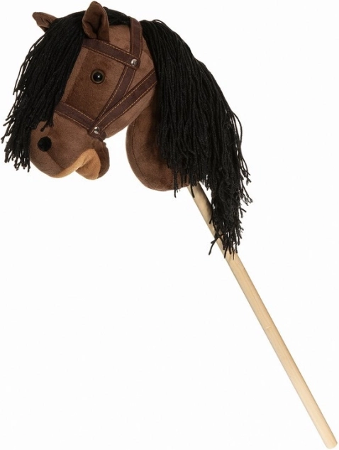 Konjić na štapu Hobby Horse smeđi s okovratnikom 80cm