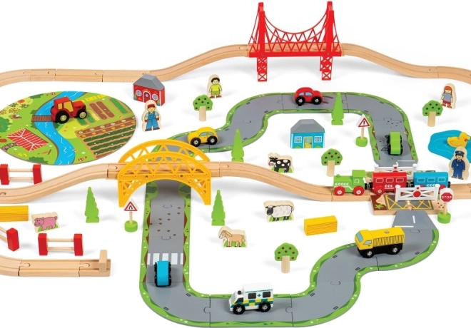 Drvena željeznica s ruralnom cestom od Bigjigs Rail