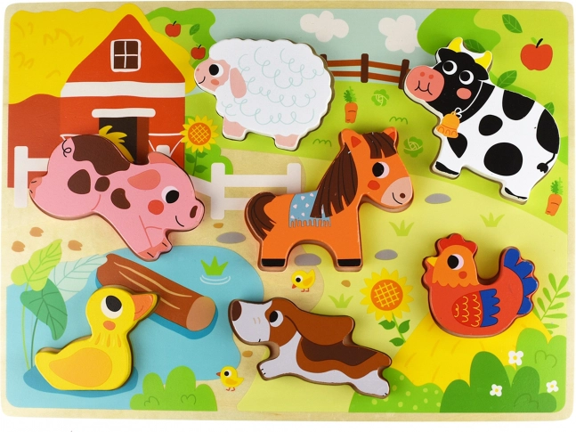 Drvena Montessori slagalica s umecima farma TOOKY TOY
