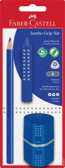 Grafitna olovka Faber-Castell Grip Jumbo s priborom plava
