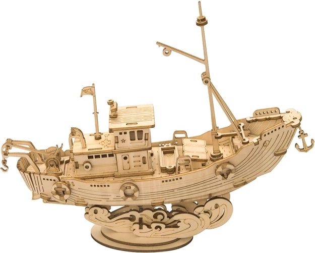 3D drvene puzzle Ribički brod