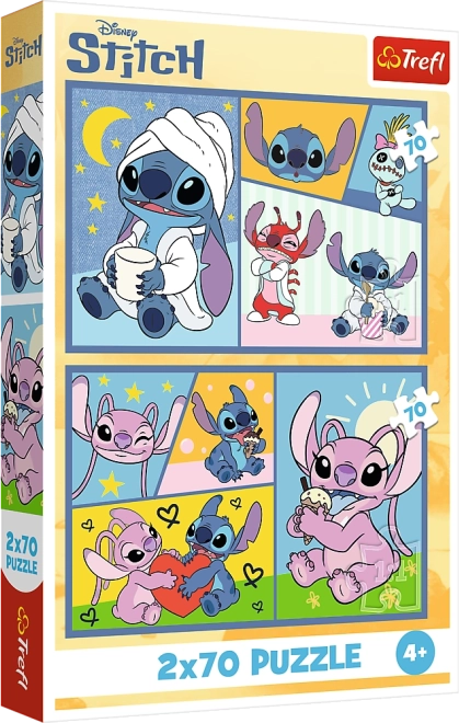 Puzzle 2x70 - Disney Lilo i Stitch - Bez dosade sa Stitchem