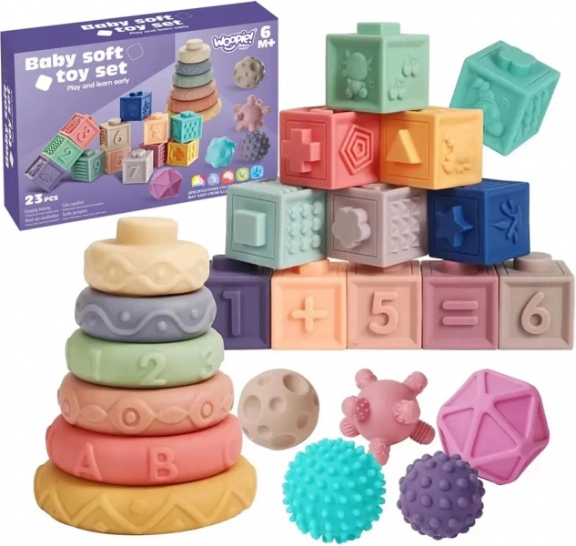 Woopie senzorne građevne kocke 23 kom s prstenovima i lopticama