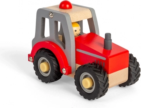 Drveni traktor Bigjigs Toys crveni