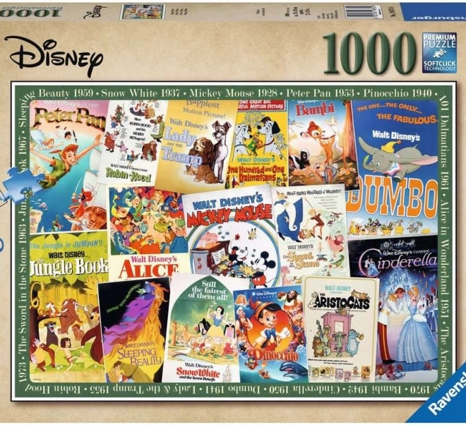 Puzzle Disney Vintage Filmski Plakati 1000 komada Ravensburger