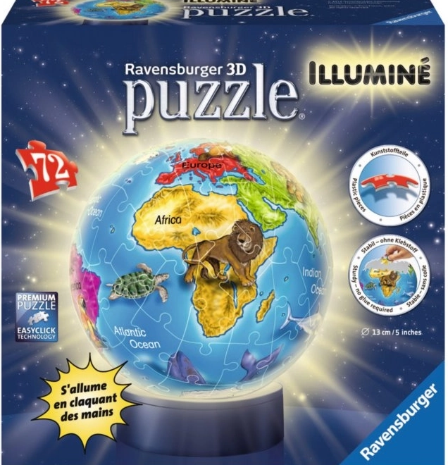 Ravensburger 3D Svjetleća puzzle kugla Globus 72 dijelova