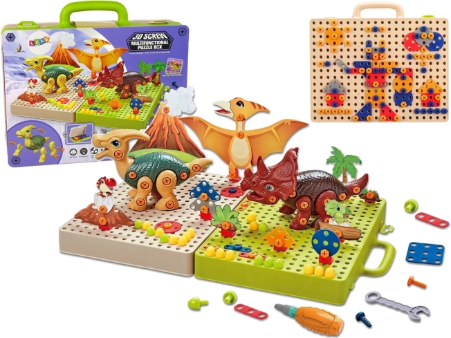 Građevinski set s dinosaurima i odvijačem