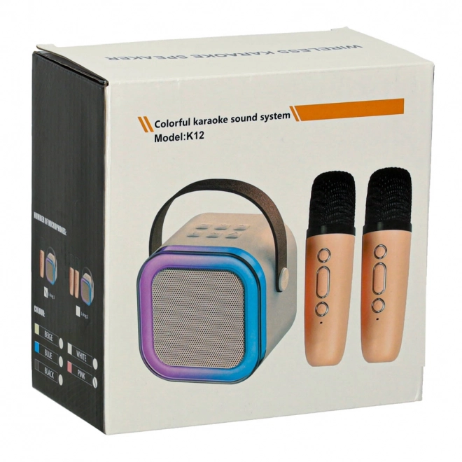 Karaoke set 2 mikrofona + prijenosni zvučnik BLUETOOTH USB LED ružičasta