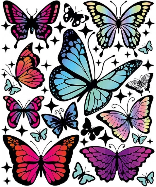 Pegle za naljepnice – dugini leptiri, veliki arak 20 × 30 cm