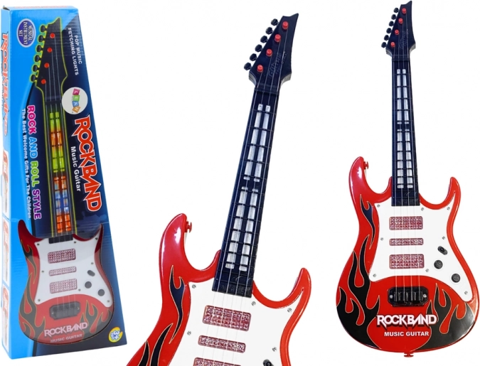 Dječja električna gitara sa svjetlima i melodijama crvena