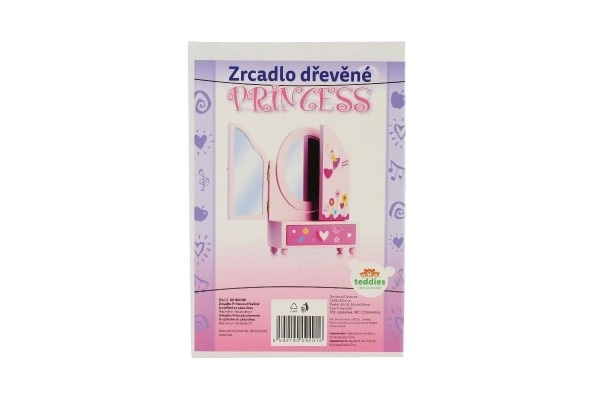 Ogledalo kutijica za nakit Princess, 3-dijelnica sa ladicom drvo 16x25x8cm u kutiji