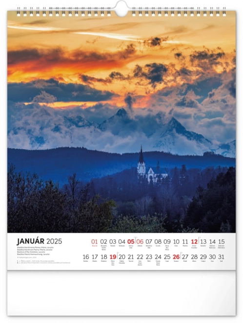 NOTIQUE Zidni kalendar Čarobna Slovačka 2025, 30 x 34 cm
