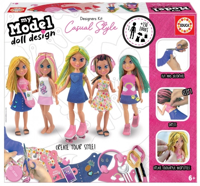 EDUCA Kreativni set My Model Doll Design: Ležeran stil