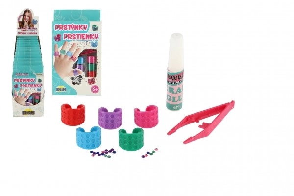 Kreativni set za prstenove od plastike u kutiji 12x21x3,5cm 12 komada u boksu