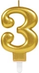 Rođendanska svijeća broj 3 zlatna, 9,3 cm