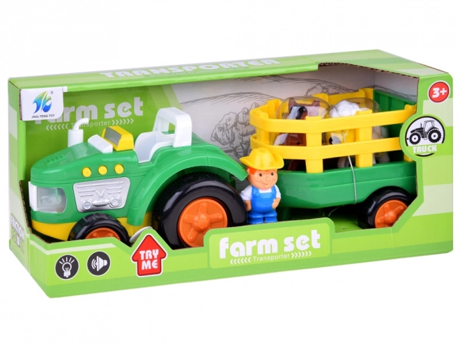 Farmerski traktor s prikolicom i životinjama zvuk + svjetlo ZA5390