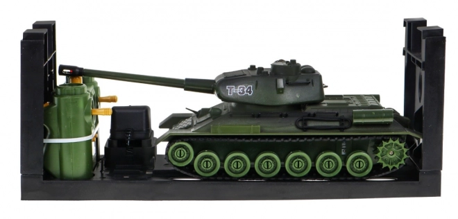 Daljinski upravljana 2 tenka T-34 protiv Tigera za djecu 3+ Modeli za pucanje 1:28 + Velika tenkovska bitka + Svjetlosni zvukovi