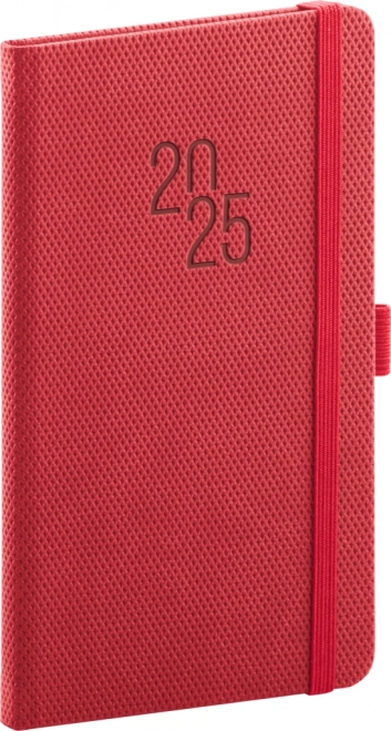 Džepni planer Diamante 2025, crveni, 9 × 15,5 cm