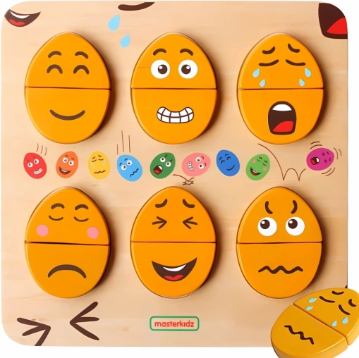 Drvena ploča za učenje emocija MASTERKIDZ – montessori jajca