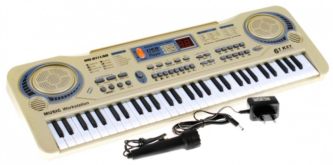 Bežova tipkovnica za djecu 5+ Mikrofon + snimanje + USB MP3 - model br. 811