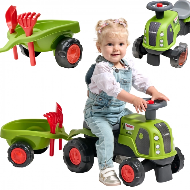 Dječji traktor Falk Claas 470 Arion zeleni s prikolicom i setom za pijesak