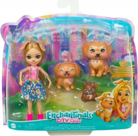 Enchantimals lutka Gerika Golden Retriever sa štencima i vjevericom