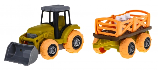 Traktor koji se može odviti s kašikom i prikolicom + odvijač + ovce Igračka za djecu 3+
