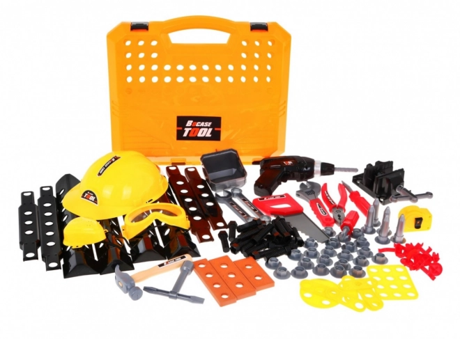 DIY set 3 u 1 za djecu 3+ Radionica 100 kom, Kofer + stol + oprema za gradnju