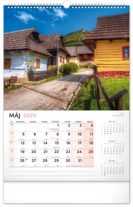 Zidni kalendar Naše Slovačka 2025, 33 × 46 cm