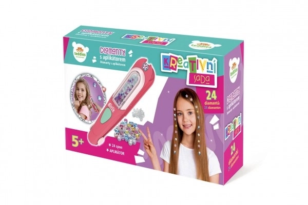 Sjajni dijamanti za kosu s aplikatorom plastika 18x4cm s dodacima u kutiji 22x12x5,5cm