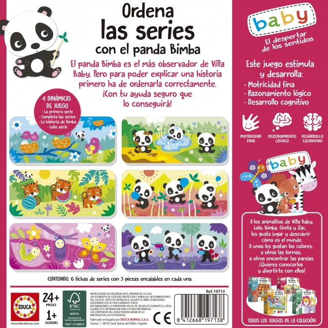 EDUCA Baby umetnička igračka Panda Bimba i prijatelji 6x3 dijelovi