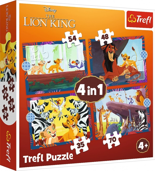 TREFL Puzzle Hrabri Kralj lav 4u1 (35,48,54,70 komada)