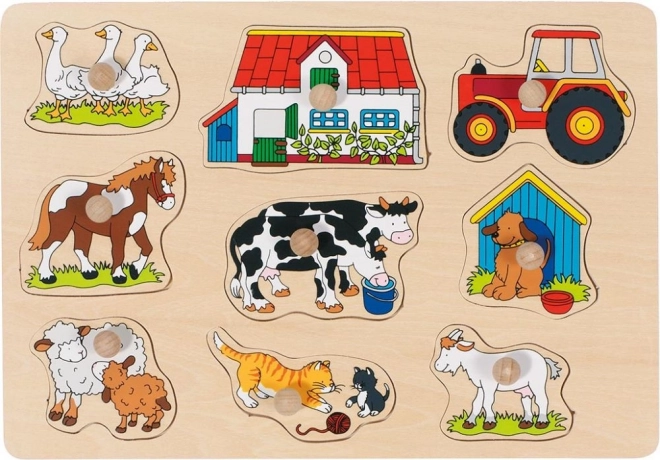 Drvene puzzle GOKI s ručkama "Farma II"