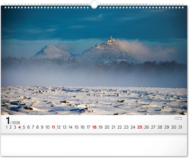 Zidni kalendar Panoramata Češke 2026